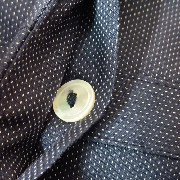 Fine Garments By Bell Alicia Size 0 Shirt Dress Military Navy Blue Polka Dot - Picture 9 of 12